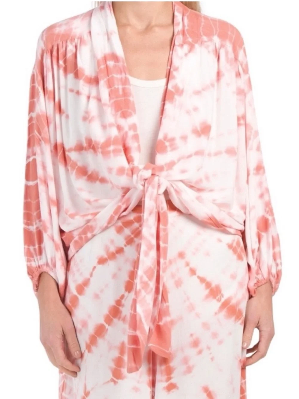 NWT • Young Fabulous & Broke Tie-Dye Tie-Front Carmen Top • Women’s Medium